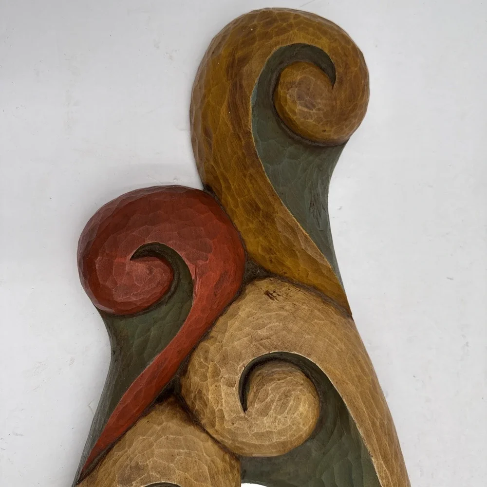 Vintage Hand Carved Wood Mirror 1970s Handmade Wall Decor‎ Signed